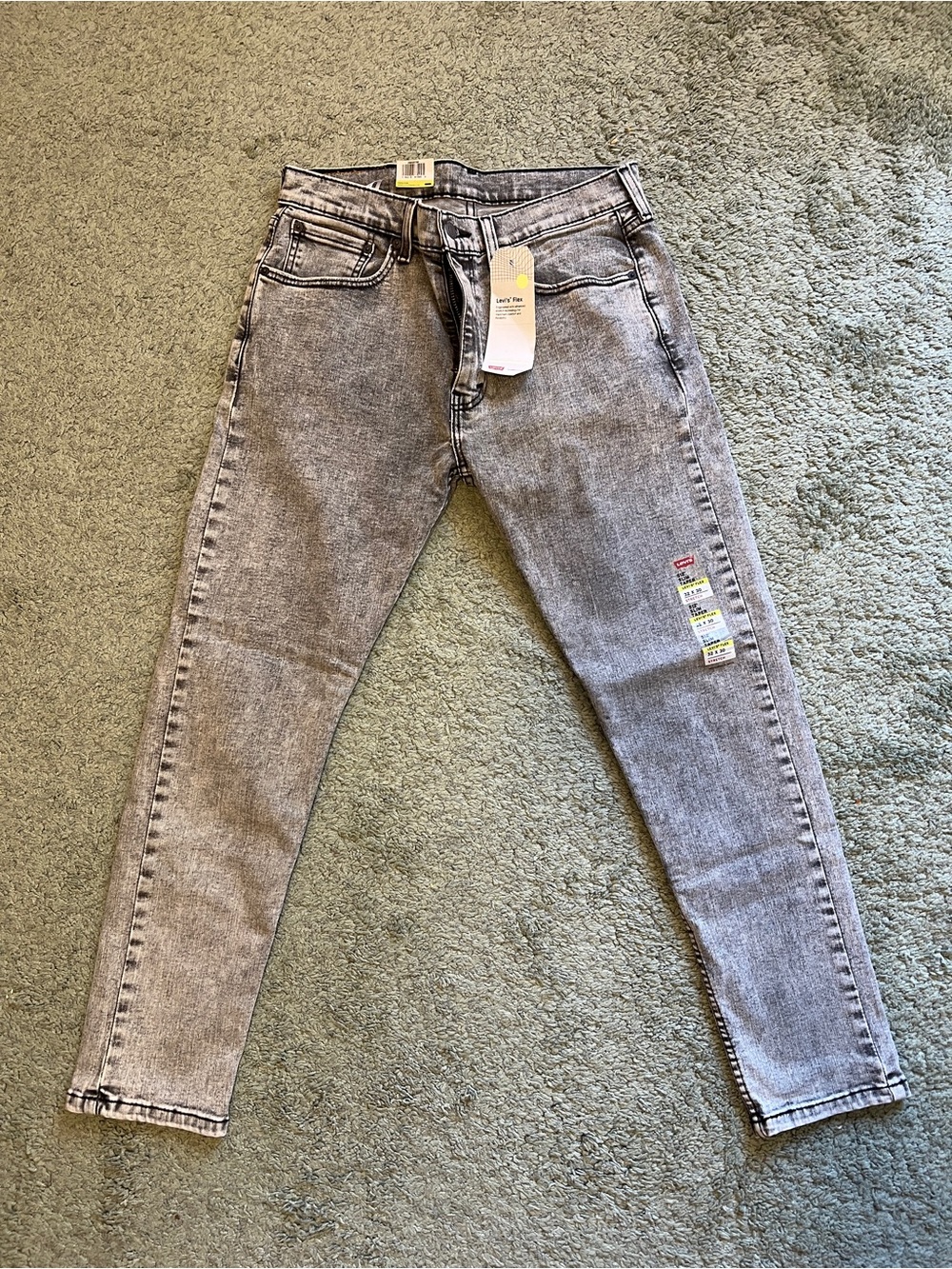 Men’s 512 Slim Taper Levi's Flex 32 x 30 Light Gray Washed Denim Jeans